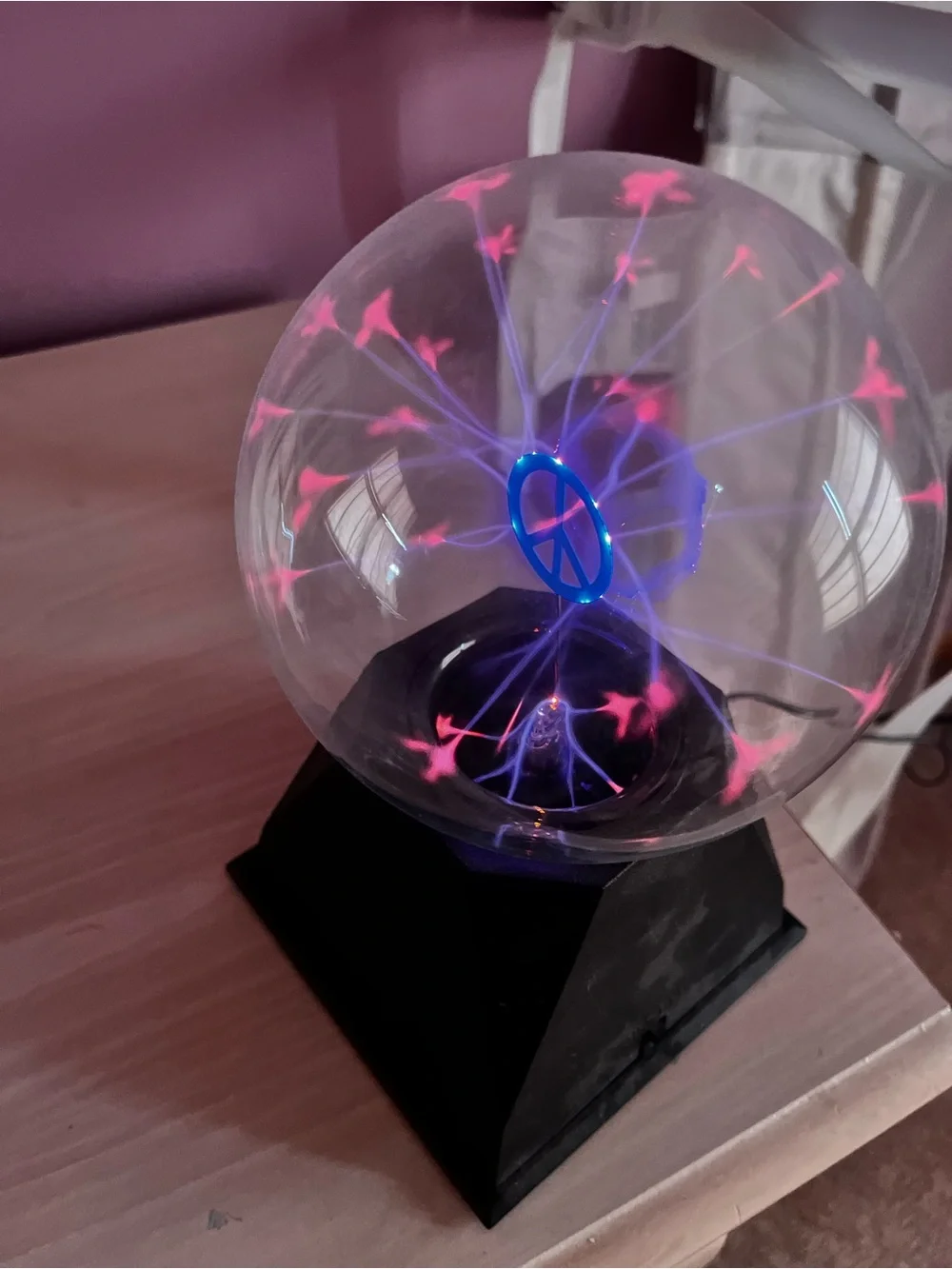 Mystic Peace Sign Plasma Lamp - Purple, Blue, Red